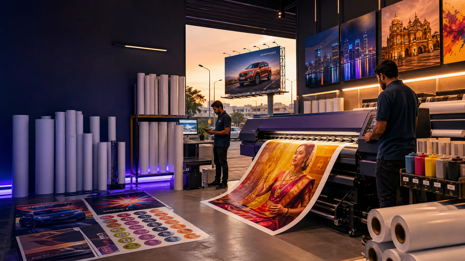 Flex printing machine, rolls and inks